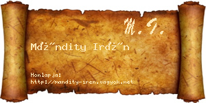 Mándity Irén névjegykártya